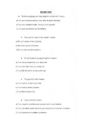 English worksheet: IDIOMS TEST 1