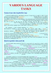 English Worksheet: VARIOUS LANGUAGE TASKS FOR ADVANCED LEVELS