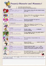 English Worksheet: Person�s Good Character and Manners 1