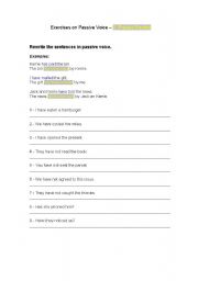 English worksheet: Exercices on Passive Voice