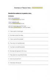 English Worksheet: Exercices on Passive Voice