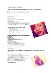 English Worksheet: California King Bed - Rihanna