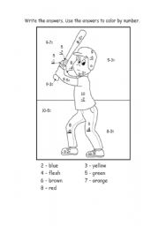 English Worksheet: Count and color