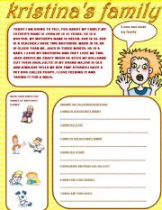 English Worksheet: 2/ KRISTINAS FAMILY