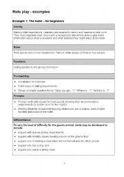 English Worksheet: ideas roleplay hotel