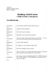 English Worksheet: Hotel reservation