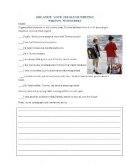 English Worksheet: organize the ideas for writing 