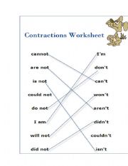 English worksheet: contraction