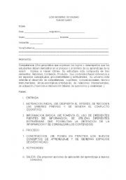 English worksheet: plan de clase