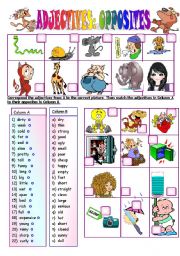 English Worksheet: ADJECTIVES: OPPOSITES