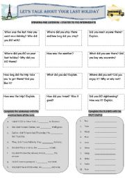 English Worksheet: SPEAKING: TALKING ABOUT YOUR LAST HOLIDAY 
