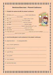 English Worksheet: Revision Present Continuous