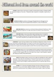 English Worksheet: Strange food from around the World