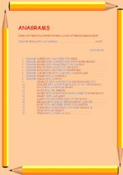 English Worksheet: ANAGRAMS