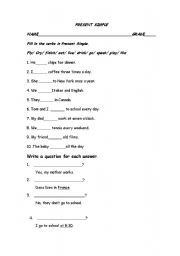 English worksheet: PRESENT SIMPLE