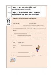 English Worksheet: Present perfect simple and continuous
