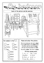 English Worksheet: My bed room