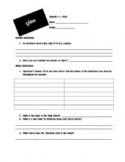 English Worksheet: GLEE - episode one worksheet