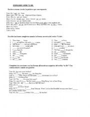 English Worksheet: Verb to BE