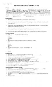 English worksheet: Preparation for quarter test