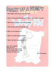 English Worksheet: diary of a wimpy 20 minutes more