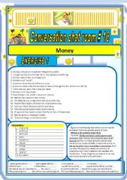 English Worksheet: Conversation Chat Room # 16 MONEY