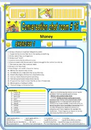 English Worksheet: Conversation Chat Room # 16 MONEY
