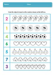 English Worksheet: Color and Count Worksheet (1)