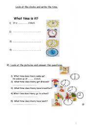 English worksheet: present simple- time