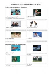 English Worksheet: Outdoor activities in Present Continuous