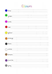 English worksheet: Colours