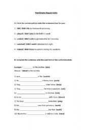 English worksheet: past simple regular verbs