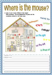 English Worksheet: House and Prepositions of Place