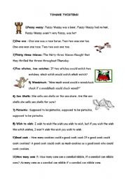 English Worksheet: Tongue Twisters