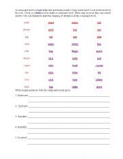English Worksheet: compound words