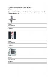 English Worksheet: Geography Weather Worksheet