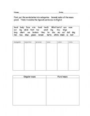 English worksheet: Categorizing vocabulary