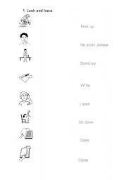 English Worksheet: Look and Trace