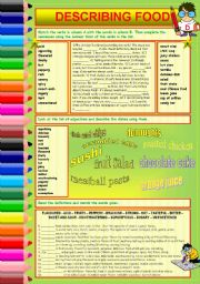 English Worksheet: DESCRIBING FOOD