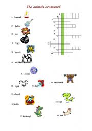 English Worksheet: The animals crossword