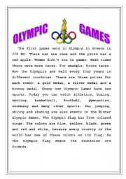 English Worksheet: OLYMPIC GAMES