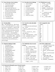 English Worksheet: Revision Paper 9th Grade
