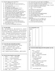 English Worksheet: Revision Paper 8th Grade