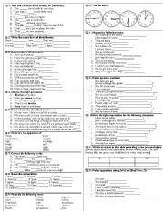 English Worksheet: Revision Paper 7th Grade