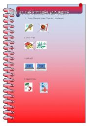 English Worksheet: Look at the Pictures and write