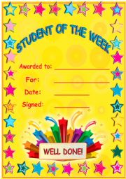 English Worksheet: Student of the week!