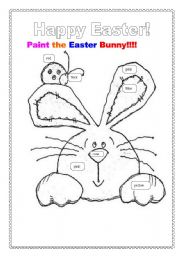 English Worksheet: Easter Bunny to color.