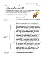 English Worksheet: Narrative Paragraph