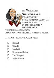 English Worksheet: shakespeare