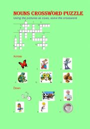 English worksheet: Nouns Crossword Puzzle